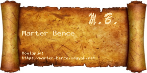 Marter Bence névjegykártya